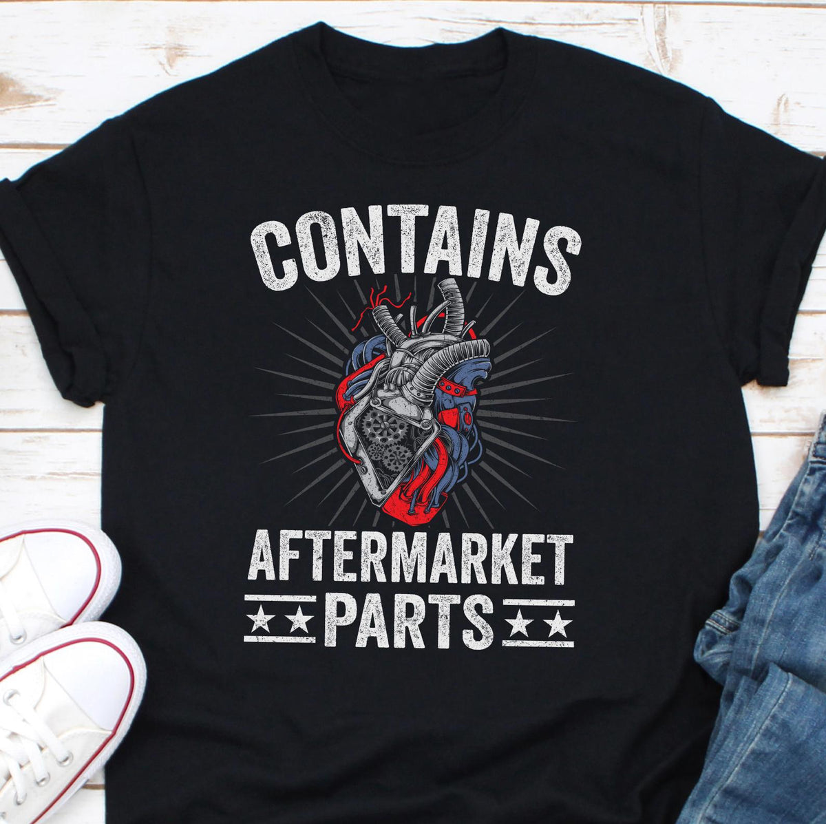 Contains Aftermarket parts Shirt Contains Aftermarket Parts T Shirt Funny Joint Replacement Shirt Transplant Shirt Implant Pacemaker Graphic Tee – Aesthetic Look · Perfect For Daily Wear