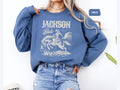 Jackson Hole Wyoming Sweatshirt Mountain Graphic Crewneck Vintage Style JH WY Apparel Cozy Mountain Town Gift Outdoor Adventure Sweatshirt – Aesthetic Look · Great Gift For Fans