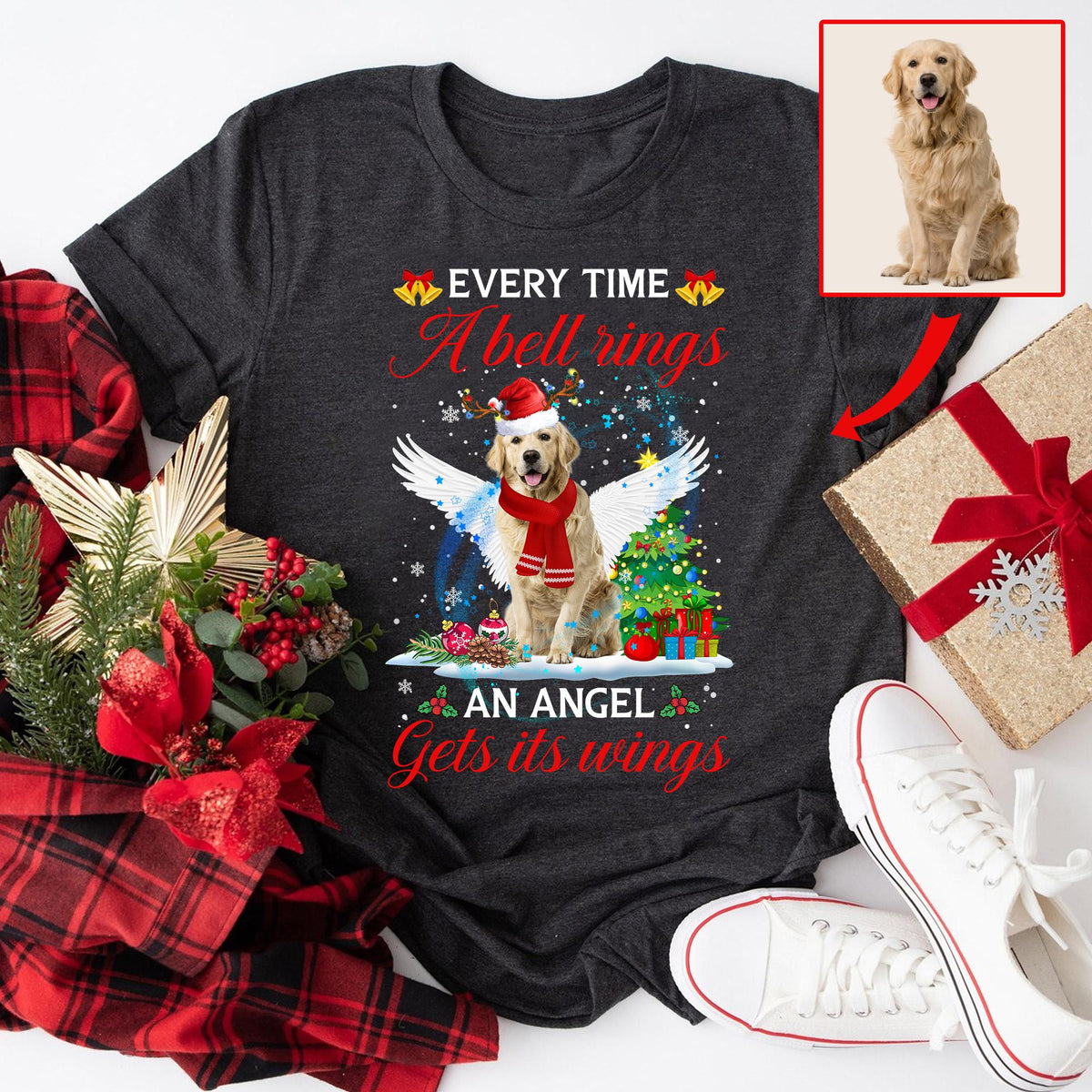 Dog Memorial Every Time A Bell Rings An Angel Gets Its Wings Christmas Dog Lover T Shirt Dog Remembrance Gift Dog Memorial T Shirt Graphic Tee – Easygoing Wear · Great Gift For Fans