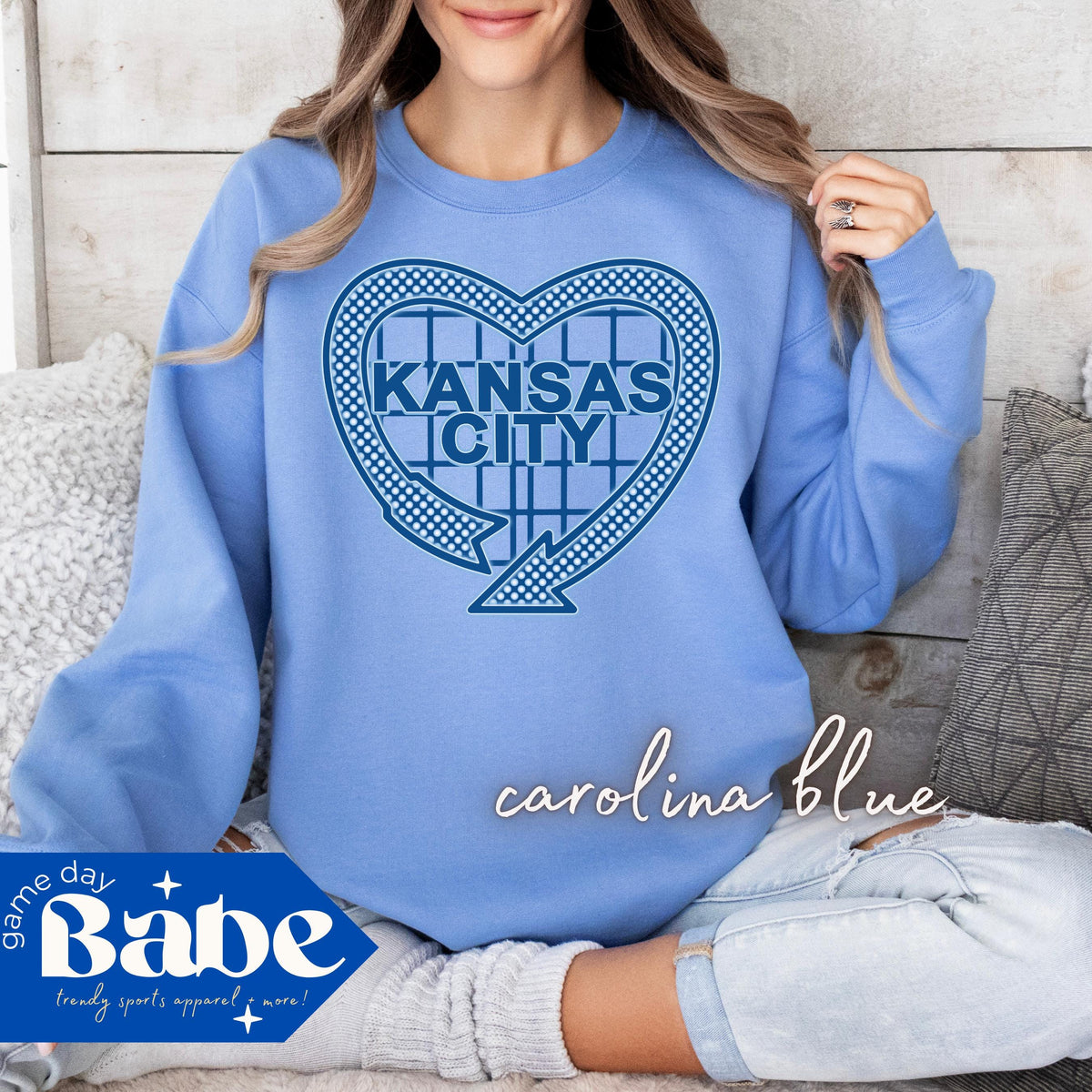 Adult Blue Kansas City Heart Gildan Unisex Sweatshirt Royals Baseball Game Day Outfit Oversized Trendy Gift Blue October Playoffs Sweatshirt – Bold Style · High-Quality Print