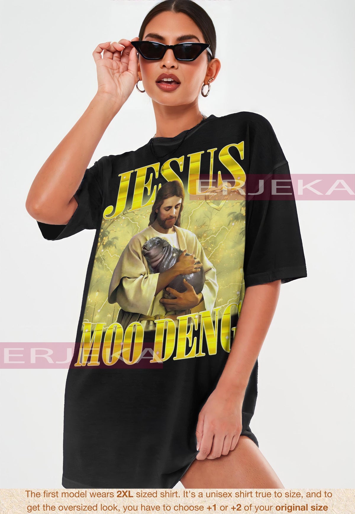 Jesus Moo Deng Shirt Jesus Loves Moo Deng Bouncy Pig Cute Baby Hippo Meme T Shirt Moo Deng Shirt Sweatshirt Hoodie Hoodie – Fan Favorite · Must-Have Style