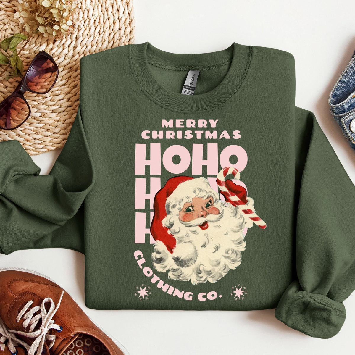 Retro Santa Christmas Sweatshirt Gift for Woman Retro Christmas Shirt Vintage Holiday Sweater Sweatshirt – Feel-Good Design · Top Pick For Any Outfit