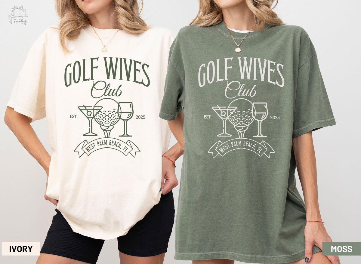 Custom Golf Wife Cocktail Club Shirt Personalized Abandoned Wives Club Womens Tshirt Golf Par Tee Martini Tee Comfort Colors Golfing Gift Graphic Tee – Everyday Comfort · High-Quality Print