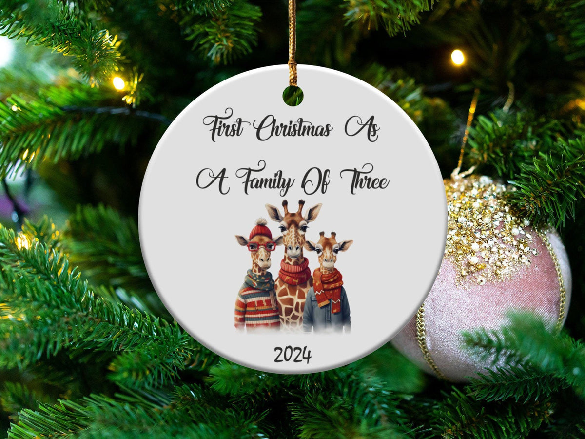Xmas Ornament First Christmas As A Family Of Three Ceramic Ornament with Box 2024 Christmas Family Decoration Holiday Keepsake Gift Graphic Tee – Fan Favorite · Trending Graphic Apparel
