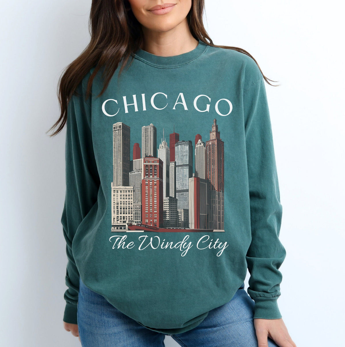 Chicago Long Sleeve Cotton Tshirt The Windy City Gift Tee Graphic Tee – Cozy Vibes · Trending Graphic Apparel