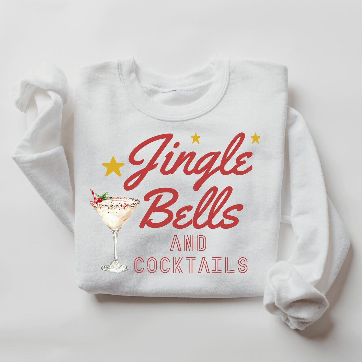 Jingle Bells and Cocktails Shirt Aesthetic Bohemian Sweater Grunge Hippie Boho Graphic Sweatshirt Trendy Christmas Aesthetic Sweatshirt Sweatshirt – Aesthetic Look · Great Gift For Fans