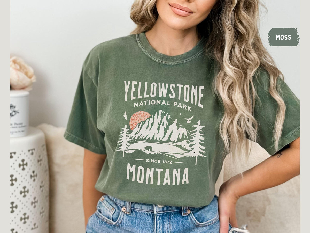 Yellowstone National Park Comfort Colors shirt Vintage Montana tshirt Yellowstone National Park gifts Hiking gift Yellowstone Park Souvenir Graphic Tee – Fan Favorite · Perfect For Daily Wear