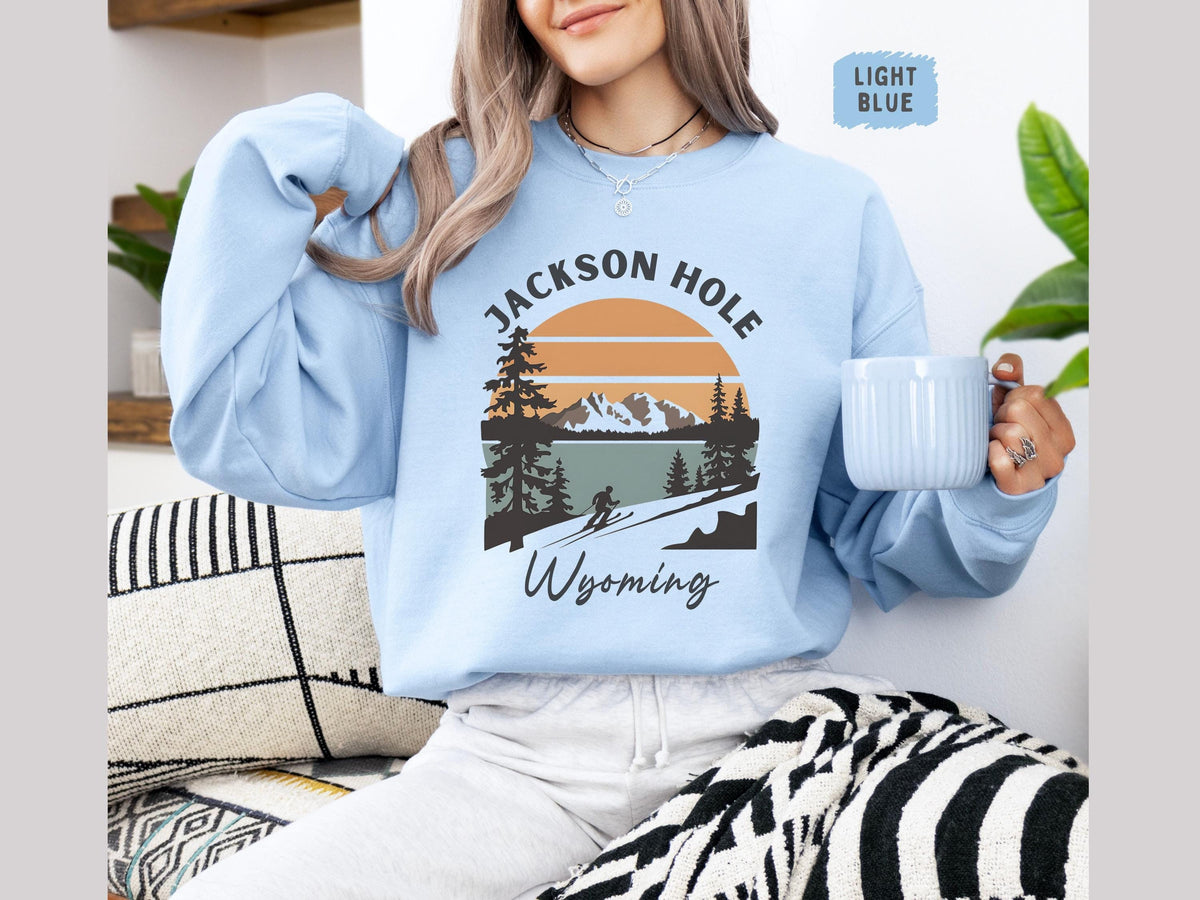 Jackson Hole Wyoming Sweatshirt Unisex Snowboarding Jumper Mountain Lover Winter Apparel Ski Resort Gift Ski Trip Crewneck Outdoor Sweatshirt – Premium Graphic · Top Pick For Any Outfit