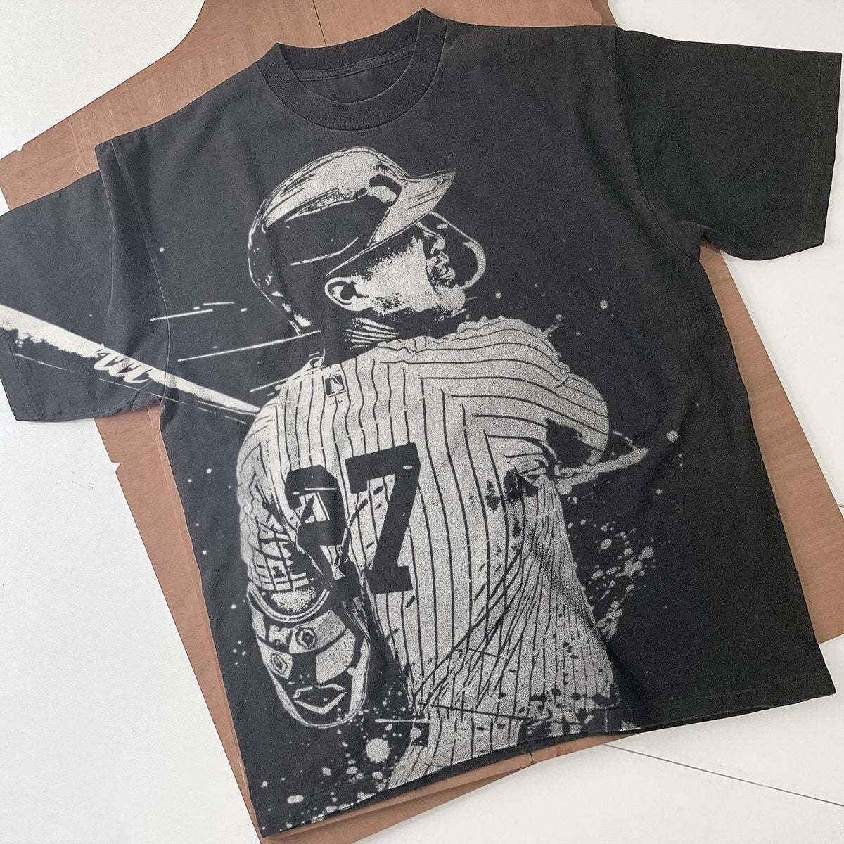 Giancarlo Stanton Handmade Bleached t shirt Baseball Bleached Unisex Faded black cotton t shirt Gift for him Gift for her Graphic Tee – Bold Style · High-Quality Print