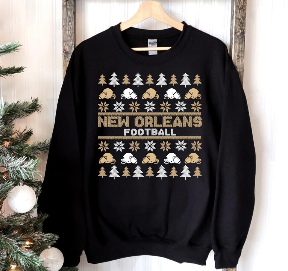 New Orleans Football Ugly Pattern Christmas Unisex Sweatshirt New Orleans Football Team Retro Hoodie Football Mom Shirt Christmas Gifts Hoodie – Bold Style · High-Quality Print