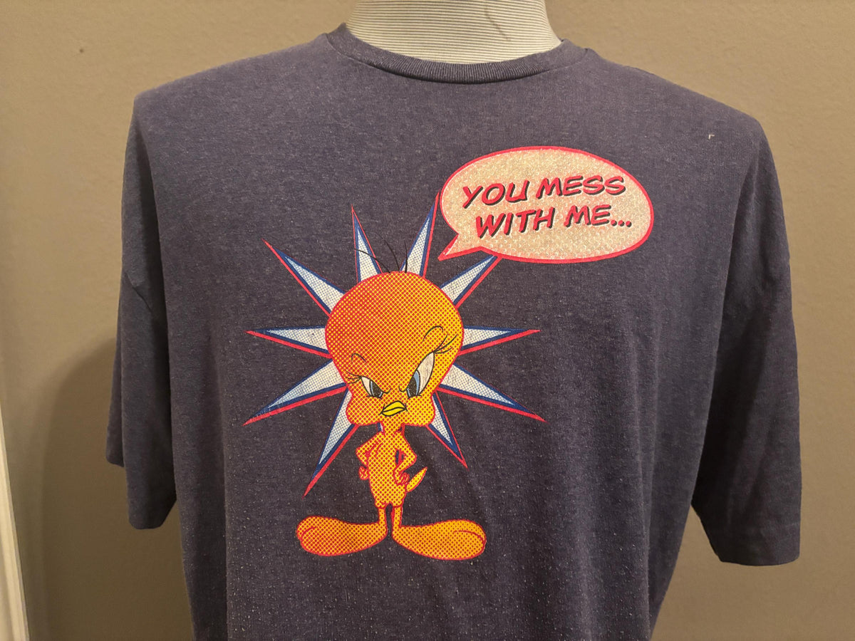 Vintage 9039s Looney Tunes Tweety Bird You Mess With Me You Mess With My Friends T shirt L Graphic Tee – Premium Graphic · Perfect For Daily Wear