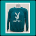 Vintage printed novelty blue sweatshirt quotPlayboyquot Sweatshirt – Aesthetic Look · Perfect For Daily Wear