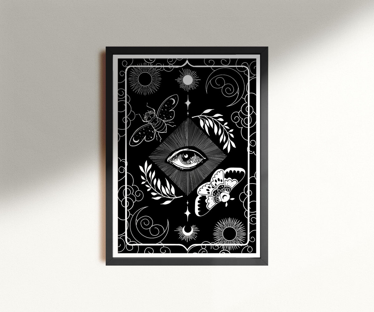 Mystical Eye Poster All Seeing Eye Wall Art Esoteric Moth Moons Print Occult Gift Decor Celestial Artwork Witchcraft Style Decoration Graphic Tee – Feel-Good Design · Perfect For Daily Wear