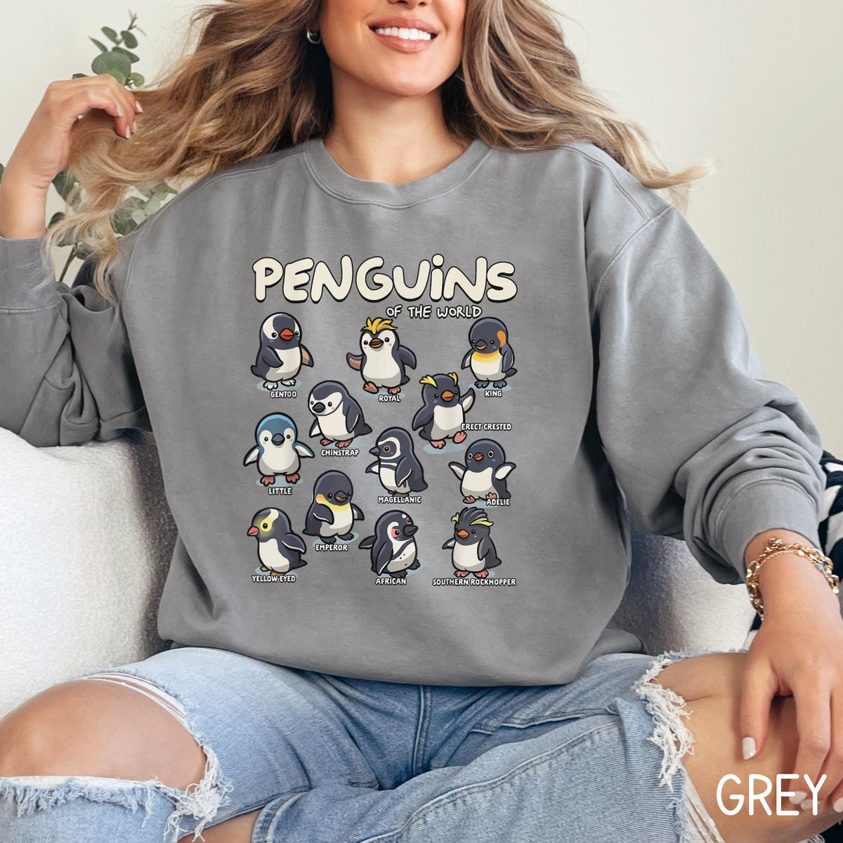 Penguin Sweathirt Penguins Of The World Sweater Antarctica Cruise Penguin Gift Cute Penguin Sweater Penguin Lover Gift Graphic Tee – Cozy Vibes · Trending Graphic Apparel