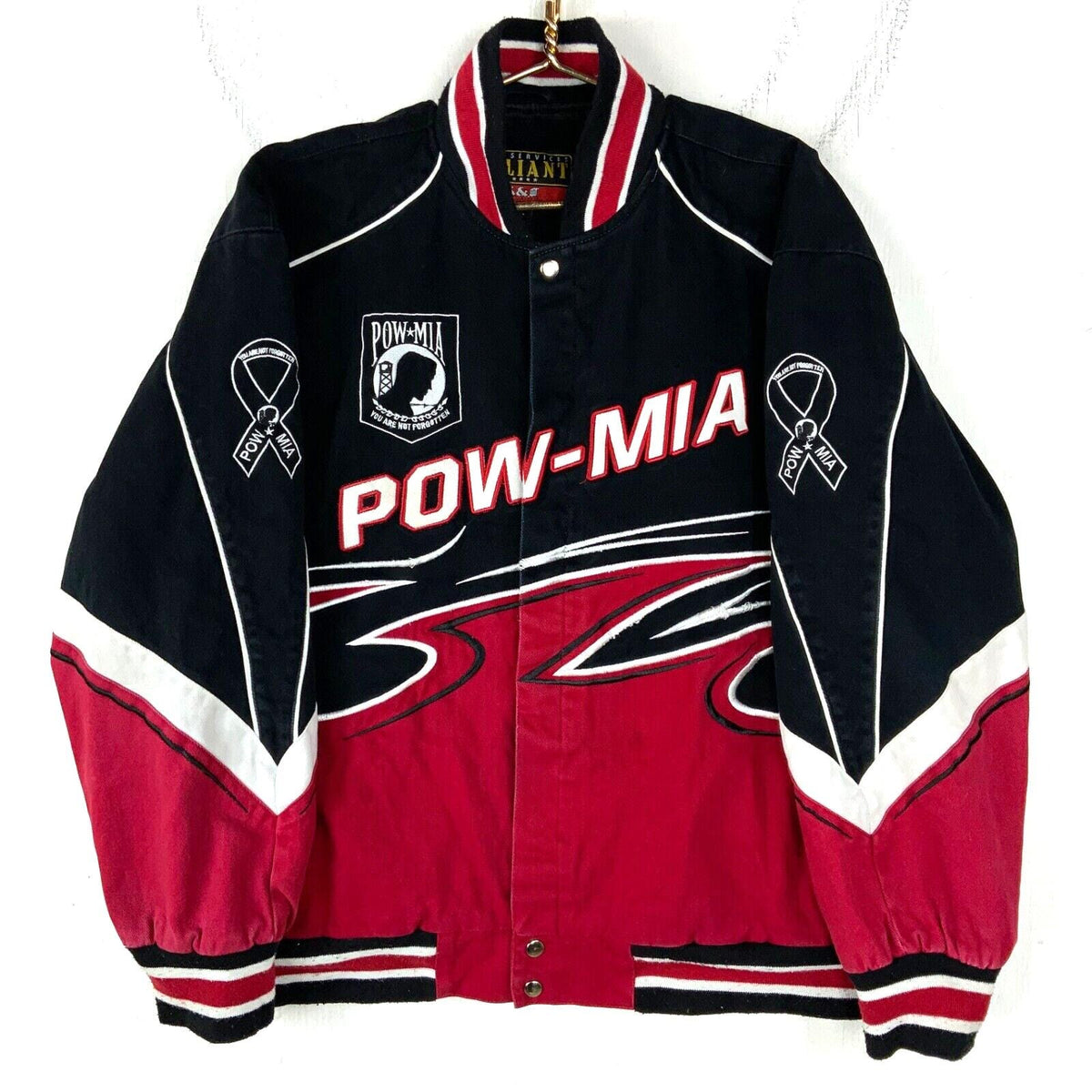 Vintage PowMia Bomber Racing Jacket Size XL National League of Families Graphic Tee – Cozy Vibes · Must-Have Style