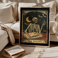 The Reader Tarot Print Skeleton Reader Tarot Card Wall Art Book Lover Gift Witchy Reading Nook Art Bookish Witchy Library Decor Graphic Tee – Fan Favorite · Perfect For Daily Wear
