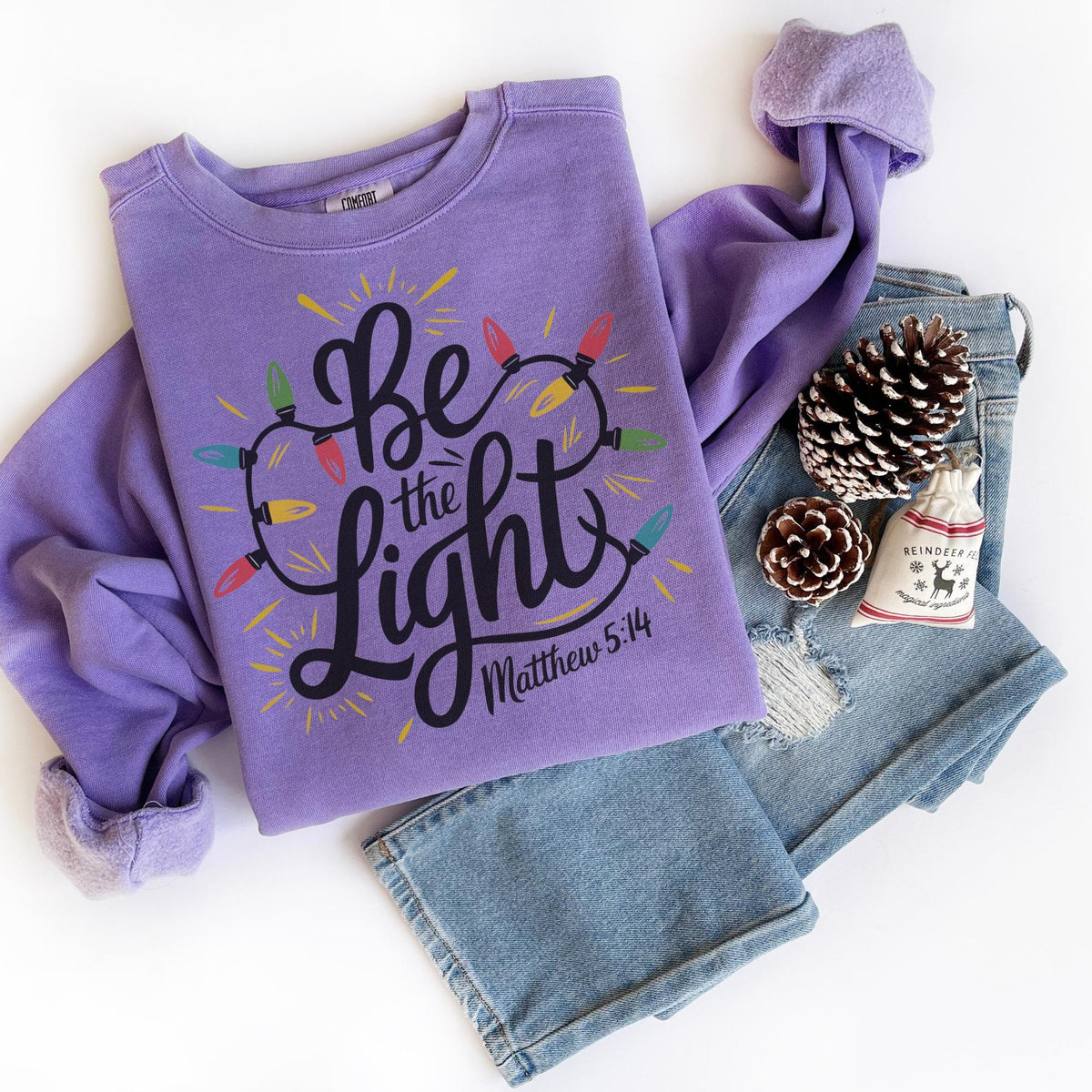 Be The Light Sweatshirt Religious Christmas Sweatshirt Christian Holiday Sweater Faith Based Gift Christmas Gifted Sweatshirt – Warm & Stylish · Great Gift For Fans