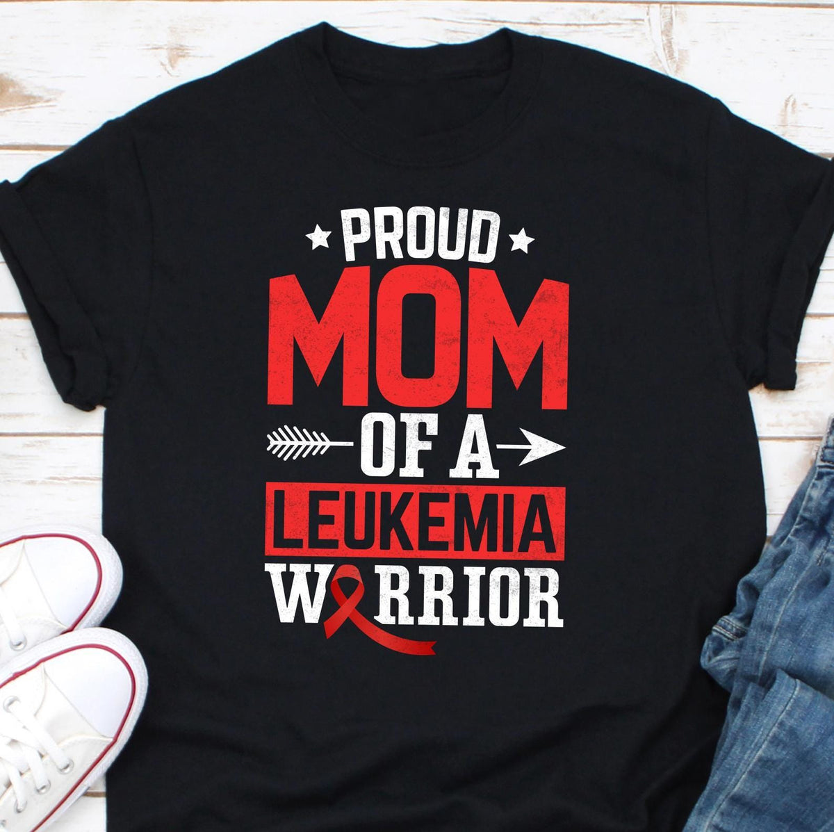 Proud Mom of a Leukemia Warrior Shirt Leukemia Awareness Shirt Leukemia Cancer Red Ribbon Cancer Warrior Shirt Cancer Fighter Shirt Graphic Tee – Warm & Stylish · Trending Graphic Apparel