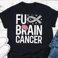 Fuck Brain Cancer Shirt Cancer Awareness For Brain Cancer Warrior Fighter Survivor Grey Ribbon Tshirt For Brain Cancer Supporter Graphic Tee – Easygoing Wear · Great Gift For Fans