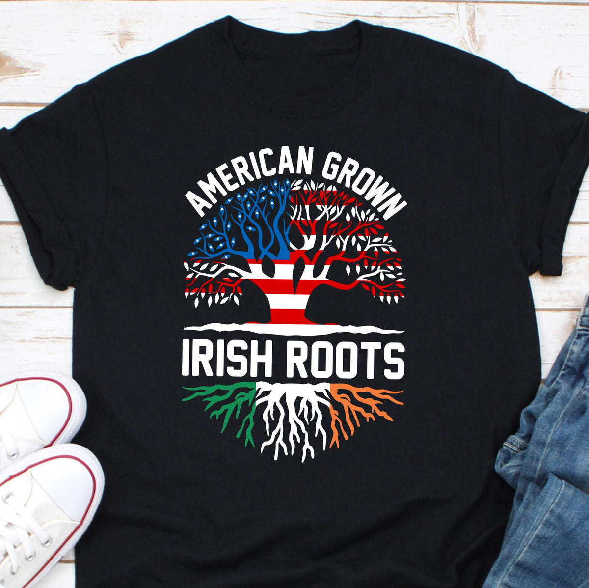 American Grown With Irish Roots Shirt St Patrick39s Day Shirt Irish Gifts Ireland Flag Tee Ireland USA America Shirt Irish Patriotic Gifts Graphic Tee – Feel-Good Design · Trending Graphic Apparel