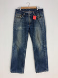 Size 34x37 Vintage Levi39s 552 Stone Washed Jeans Levis Blue Faded Dirty Denim 1990s Levi39s Blue Denim Distressed Jeans Levis mom Jeans W34 Graphic Tee – Easygoing Wear · Must-Have Style