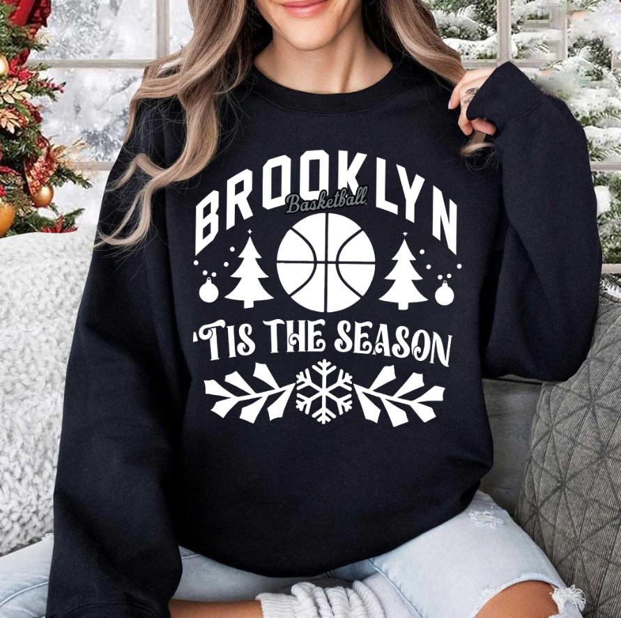Vintage Brooklyn Basketball Tis The Season Sweatshirt Brooklyn Basketball Unisex Hoodie Basketball Retro T shirt Christmas Gifts For Her Hoodie – Premium Graphic · Perfect For Daily Wear