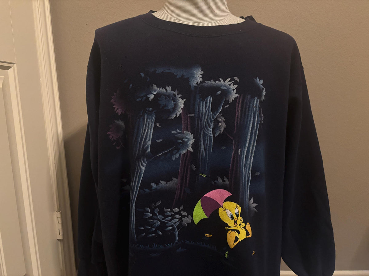 Vintage 9039s Looney Tunes Tweety Bird in a Dark Forest Crewneck Sweatshirt XL Sweatshirt – Bold Style · Top Pick For Any Outfit