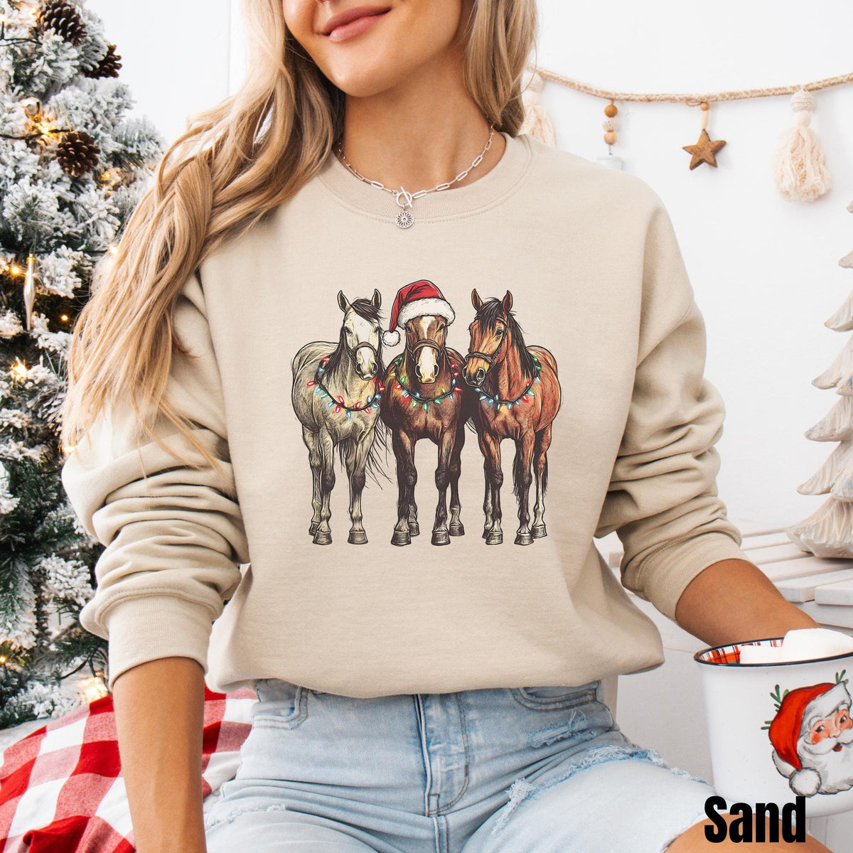 Horse Christmas Sweatshirt Horse Lover Gift Farm Animals Christmas Sweater Small Town Christmas Horse Sweatshirt Country Christmas Shirt Sweatshirt – Feel-Good Design · Trending Graphic Apparel
