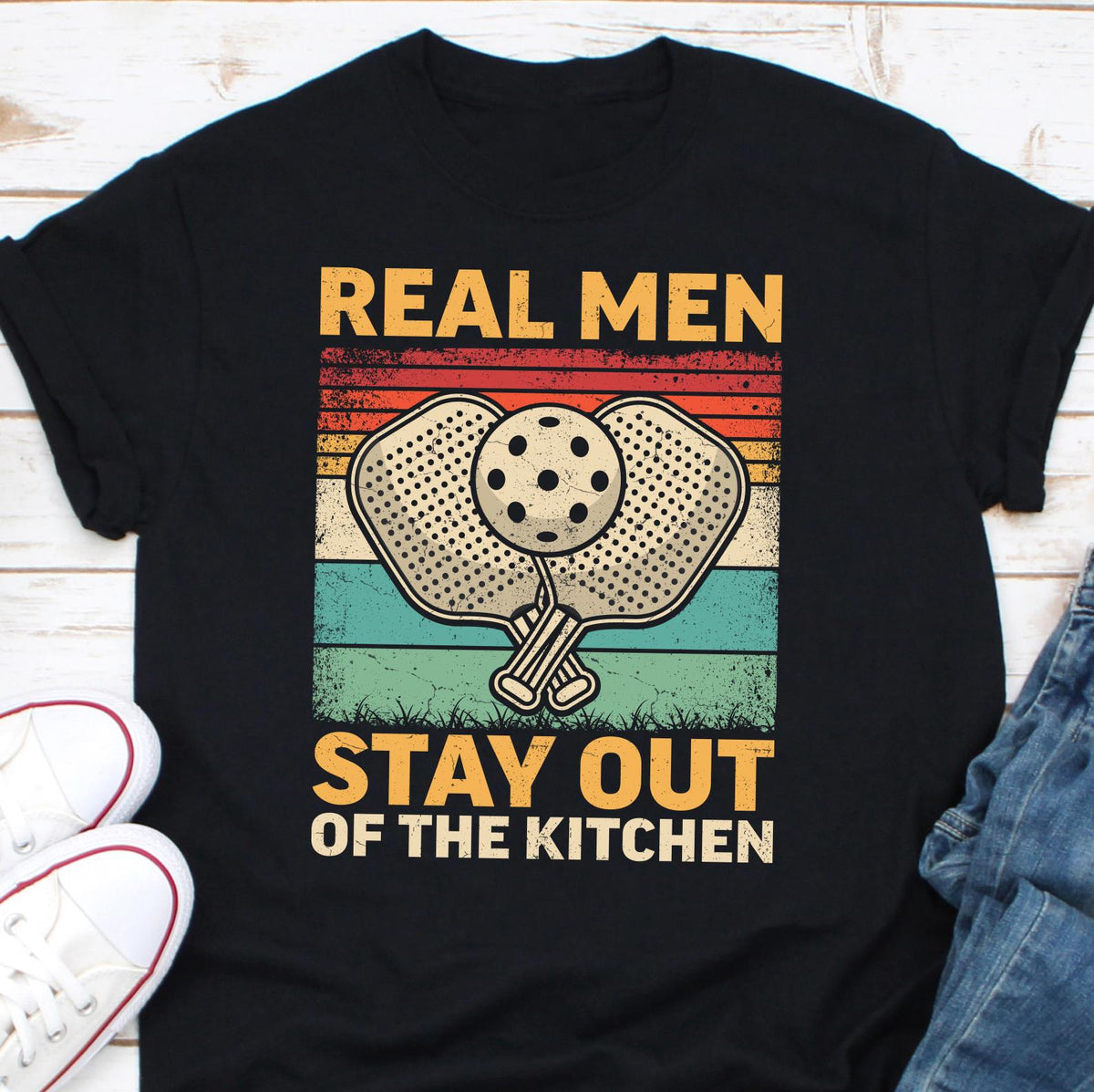 Funny Pickleball Shirt for Player Real Men Stay Out of the Kitchen Funny Pickleball Gift Pickle Ball Player Shirt Pickleball Lover Shirt Graphic Tee – Bold Style · Trending Graphic Apparel