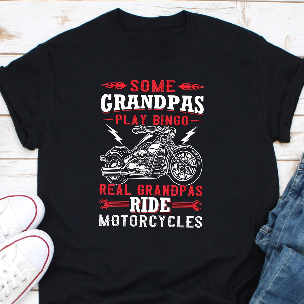 Funny Grandpa T Shirt Some Grandpas Play Bingo Real Grandpas Ride Motorcycles Motorbike Lovers Tee Perfect Gift for Moto Fans Grandpa Tee Graphic Tee – Soft Feel · Top Pick For Any Outfit