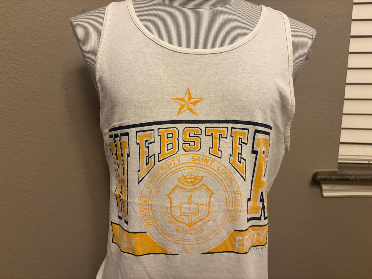 Vintage 90s Webster University Saint Louis Missouri Tank Top Tshirt L Tank Top – Bold Style · High-Quality Print