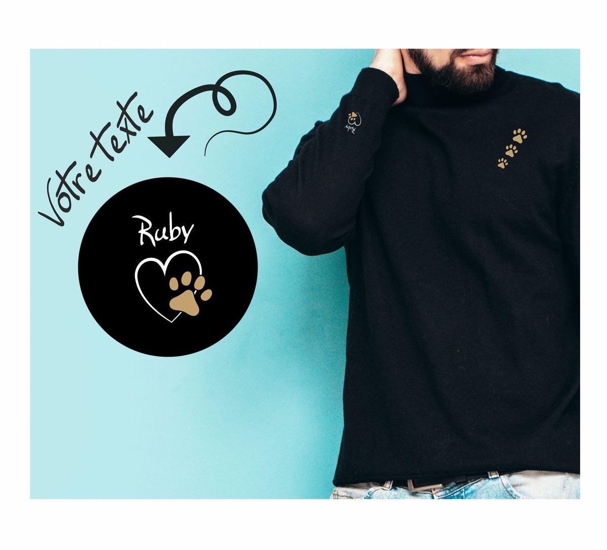 Sweat personnaliser avec le nom de son animal Sweat empreinte patte Tee shirt prnom chien chat Hoodie animal de compagnie Hoodie – Fan Favorite · High-Quality Print
