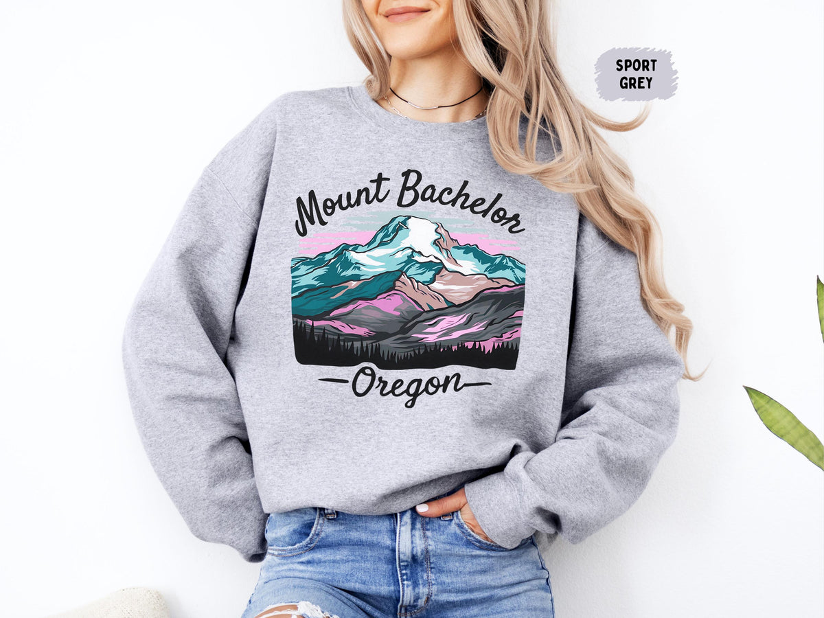 Mount Bachelor Sweatshirt Cozy Mountain Graphic Crewneck Oregon Ski Resort Apparel Winter Sports Jumper Mountain Lover Gift Sweatshirt – Easygoing Wear · Must-Have Style