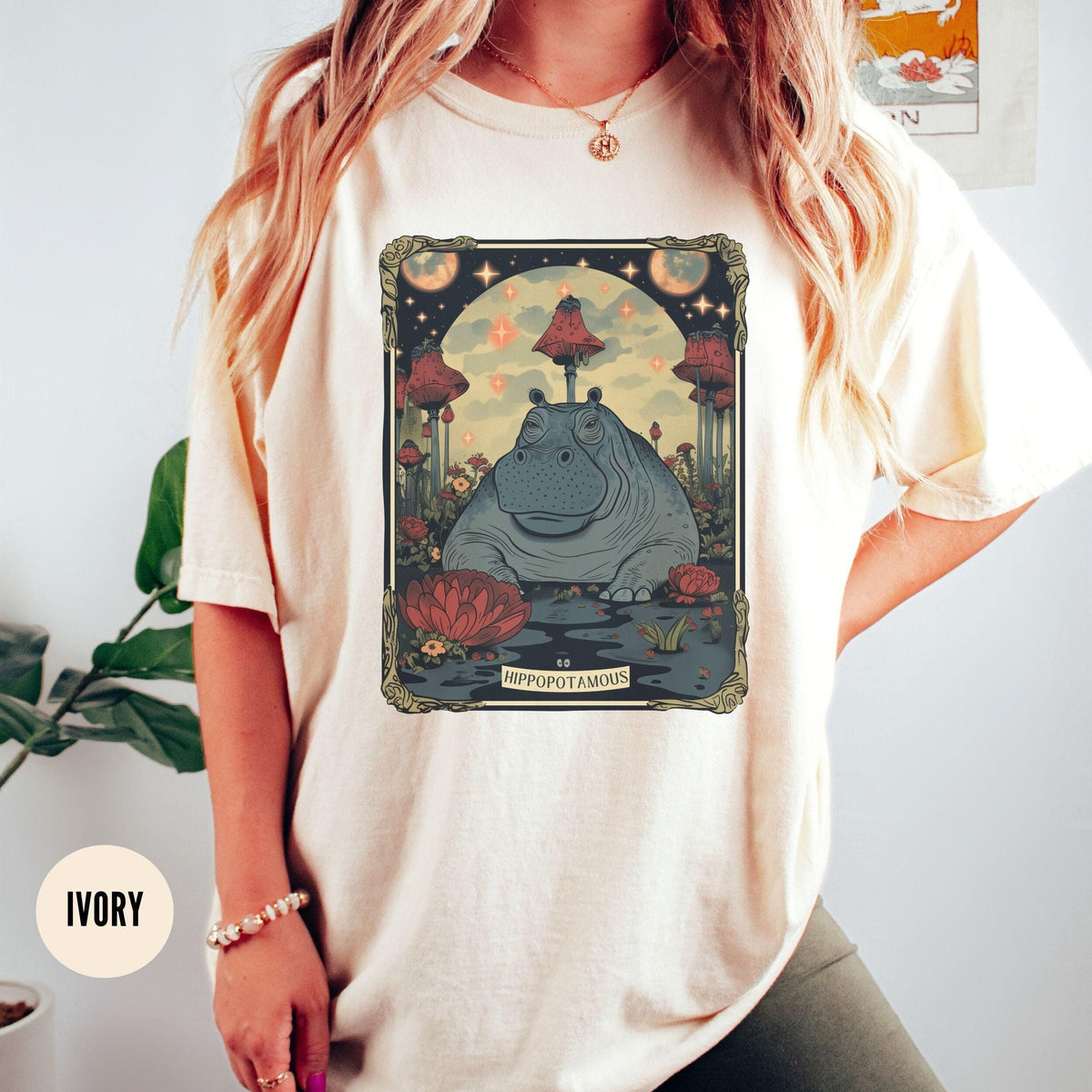 Hippopotamus Tarot Card Shirt Pygmy Hippo Tshirt Funny Animal TShirt Bouncy Pig Trending Meme Playful Hippo Lover Gift Graphic Tee – Fan Favorite · High-Quality Print