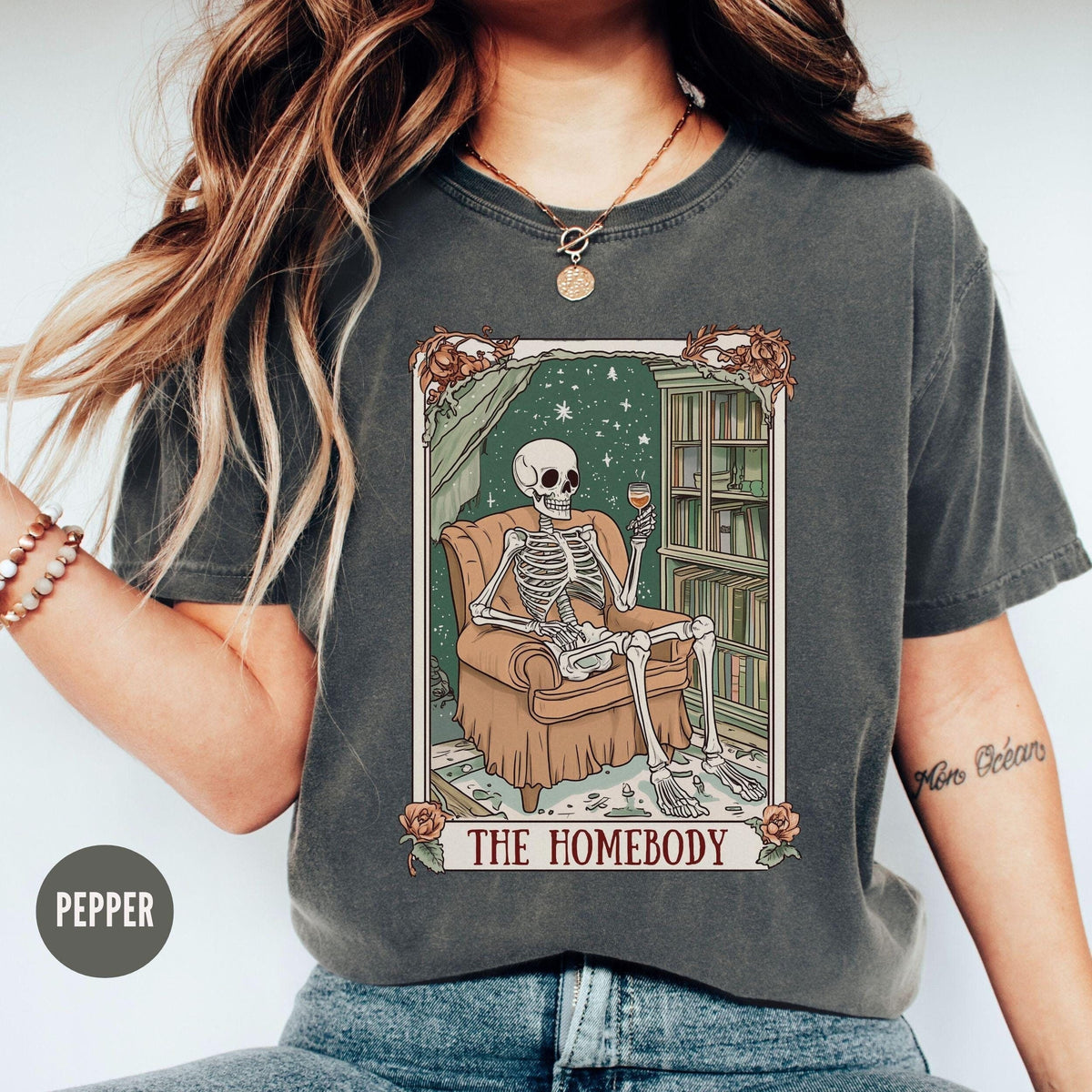 Homebody Skelton Tarot Card TShirt Homebody Shirt Introvert Gift Antisocial Merch Funny Social Anxiety TShirt Graphic Tee – Cozy Vibes · High-Quality Print