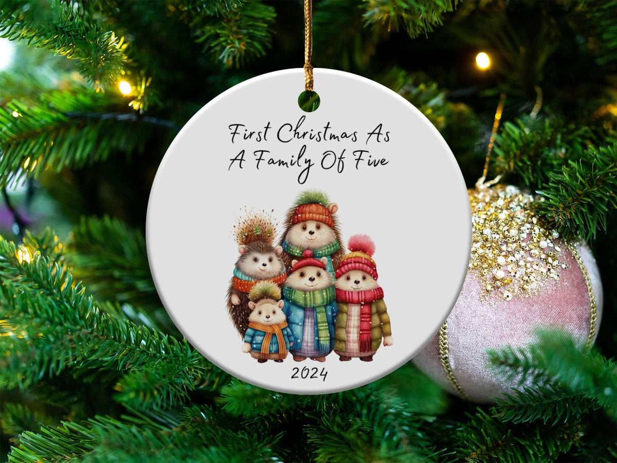 Xmas Ornament First Christmas As A Family Of Five Ornament 3 Inch Ceramic Christmas Ornament 2024 Xmas Decoration Keepsake Graphic Tee – Feel-Good Design · Trending Graphic Apparel