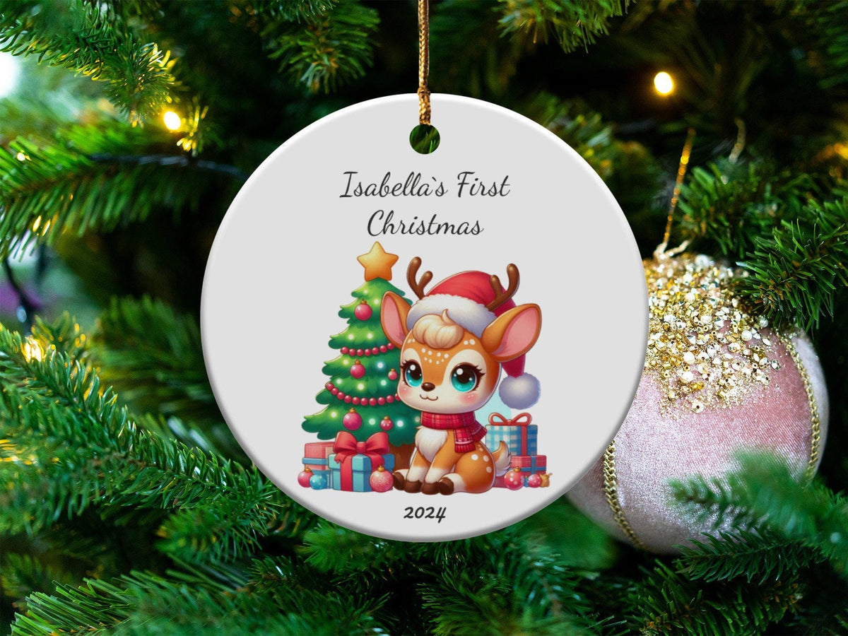 Xmas Ornament First Christmas Baby Ceramic Ornament Cute Reindeer Christmas Ornament Personalized Baby39s First Christmas Decoration 2024 2 Graphic Tee – Premium Graphic · High-Quality Print