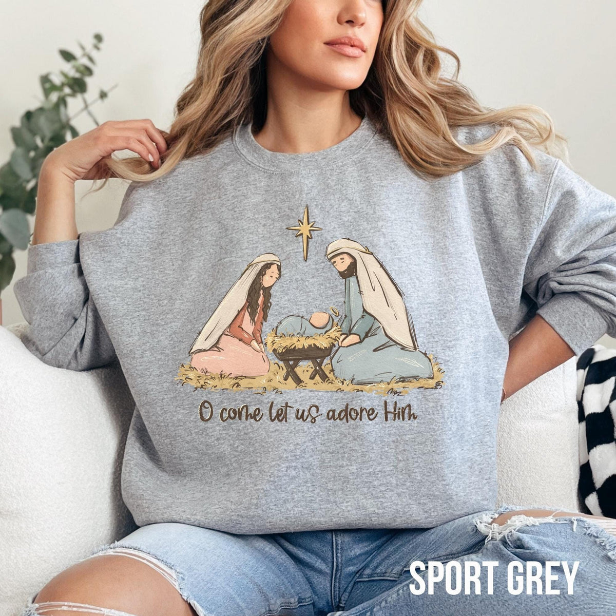 Nativity Scene Sweatshirt Manger Christmas Sweater Christian Christmas Sweater Religious Christmas Shirt Jesus is The Reason Faith Gift Sweatshirt – Aesthetic Look · Perfect For Daily Wear