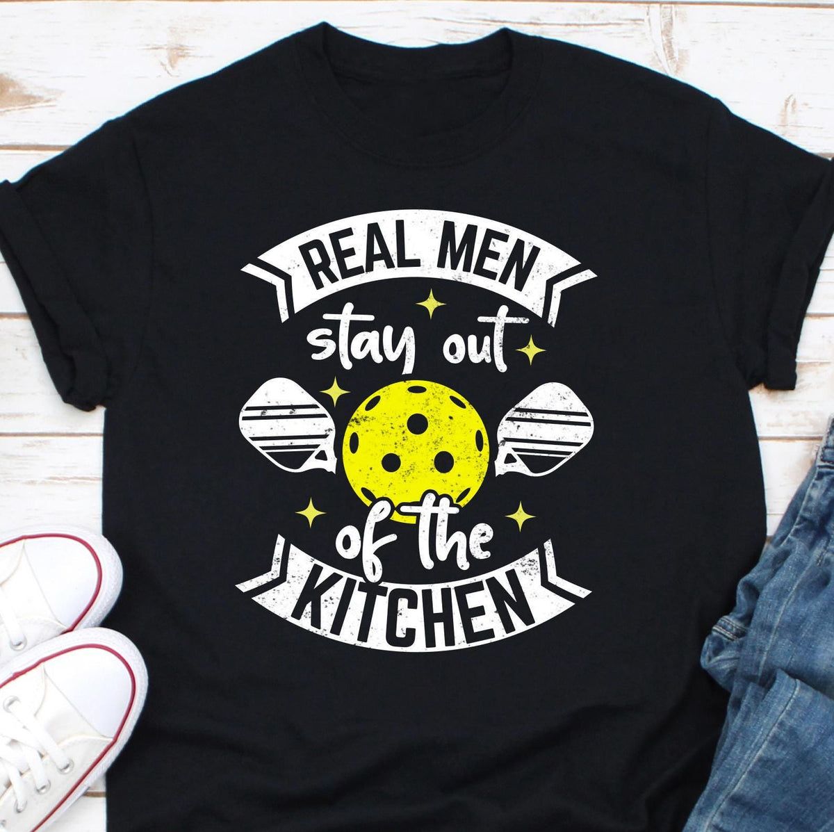 Real Men Stay Out of the Kitchen Funny Pickleball Gift for Men Pickleball Shirt for Player Pickleball Gifts Pickleball Gift for Husband Graphic Tee – Feel-Good Design · Must-Have Style