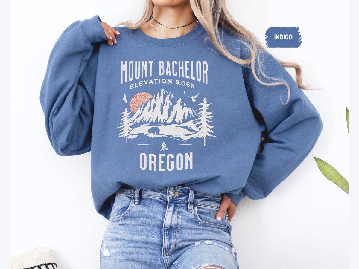 Mount Bachelor Ski Sweatshirt Winter Mountain Lover Gift Skiing Apparel Snowboarder Hoodie Outdoor Adventure Jumper Ski Resort Hoodie – Feel-Good Design · High-Quality Print