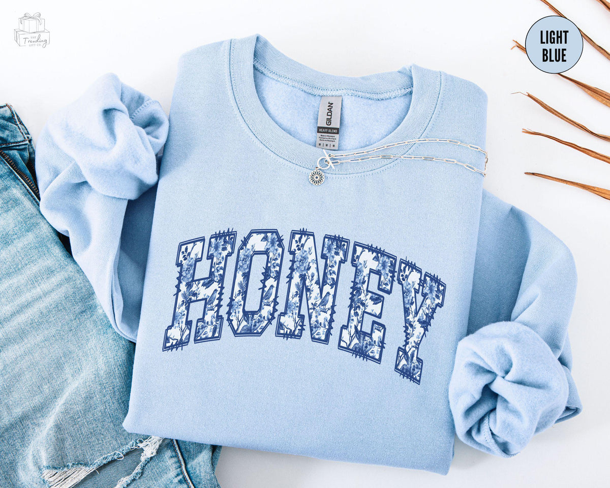 Toile Honey Sweatshirt Floral Grandma Crewneck Chinoiserie Mothers Day Gift Honey Gifts Coquette Grandma Christmas Honey Sweater Sweatshirt – Premium Graphic · High-Quality Print