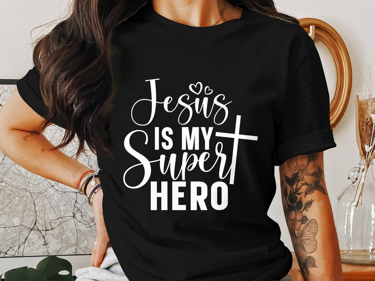 Inspirational Christian T Shirt Jesus Is My Superhero Faith Based Tee Religious Graphic Shirt Uplifting Spiritual Apparel Graphic Tee – Bold Style · Trending Graphic Apparel