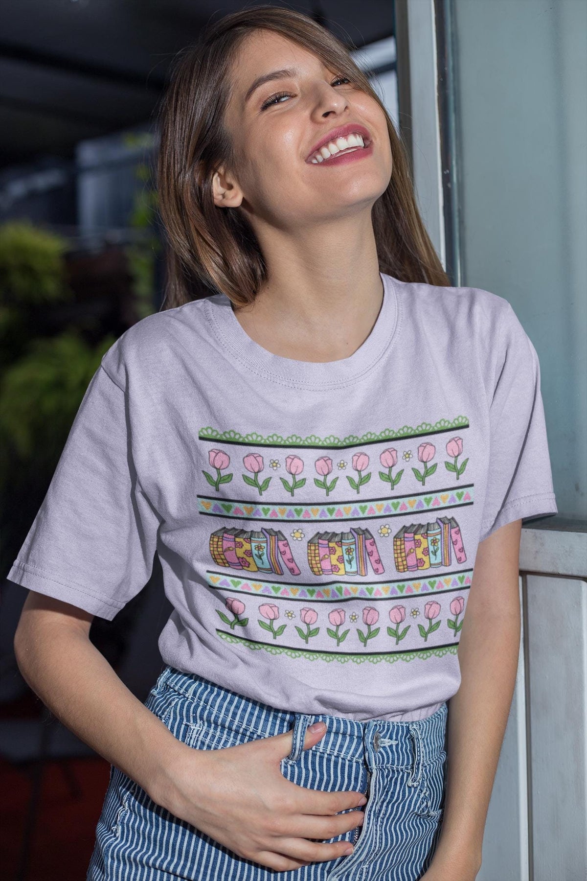 Cute Book Tee Shirt with Flowers for Reading Silly Bookish TShirt for Friend Who Loves Romance Novels School Librarian 90s Aesthetic Tee Graphic Tee – Everyday Comfort · Top Pick For Any Outfit