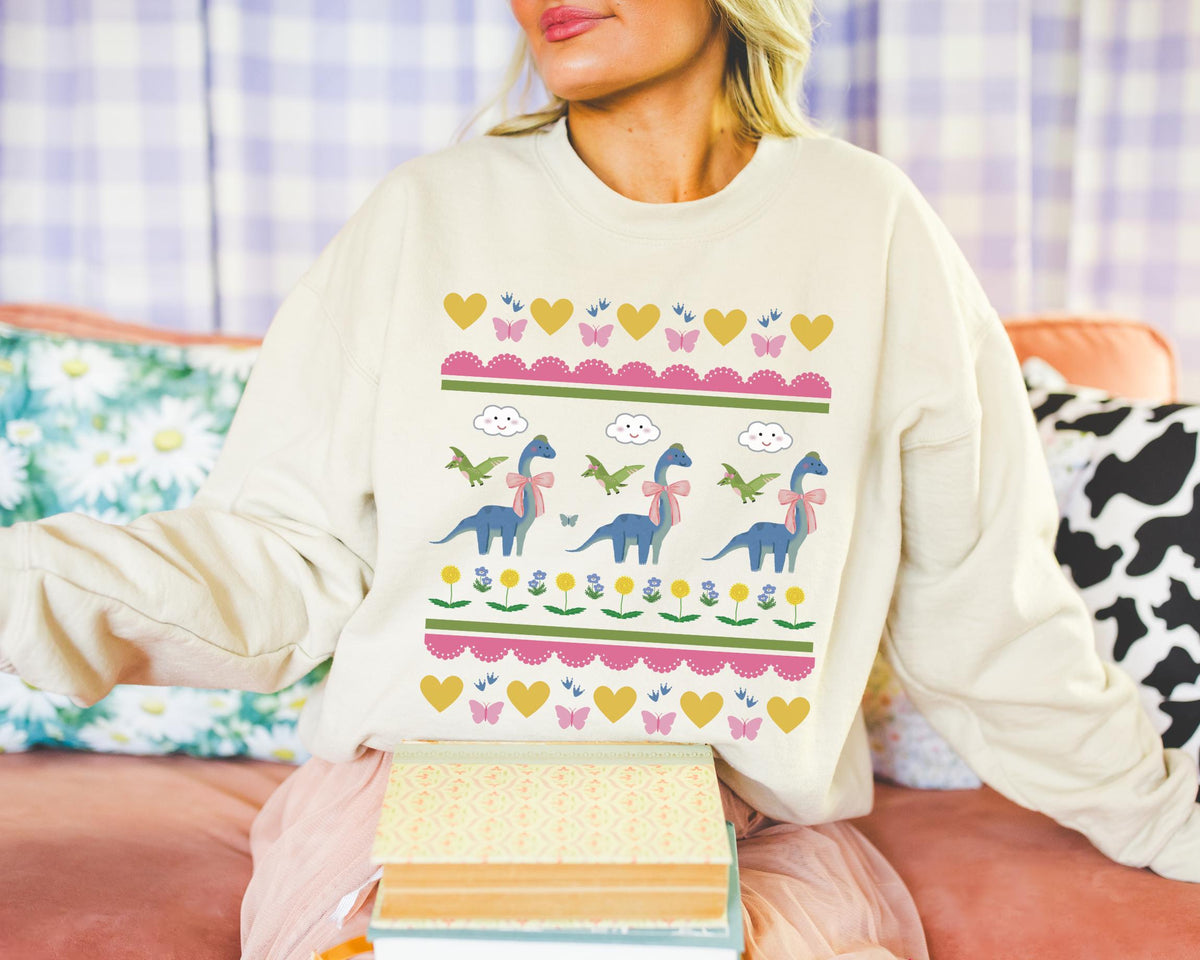 Funny Dinosaur Sweatshirt Science Major or Dinosaur Lover Silly 90s Aesthetic Crewneck Cute Retro Vibes Scientist or Paleontologist Gift Sweatshirt – Fan Favorite · Top Pick For Any Outfit