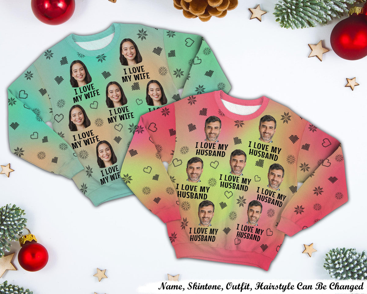 Custom Ugly Christmas Sweater Personalized Ugly Christmas Sweater With Photo Custom Funny Family Sweatershirt With Face Christmas Gifts Graphic Tee – Easygoing Wear · Top Pick For Any Outfit