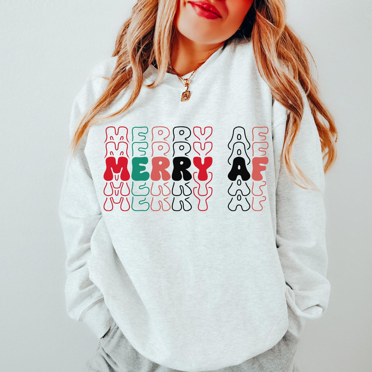 Merry AF Sweatshirt Funny Christmas Sweatshirt Christmas Sweater Holiday Sweatshirt Trendy Christmas Aesthetic Sweatshirt Sweatshirt – Feel-Good Design · Must-Have Style