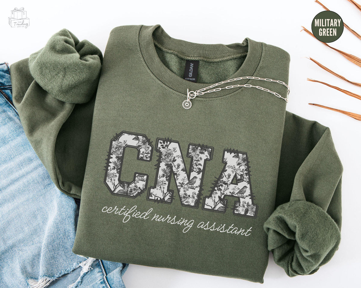 Toile De Jouy CNA Sweatshirt Certified Nursing Assistant SweatshirtFloral CNA Nurse ShirtNurse Gift Nurse Appreciation GiftCna Pullover Sweatshirt – Feel-Good Design · Must-Have Style