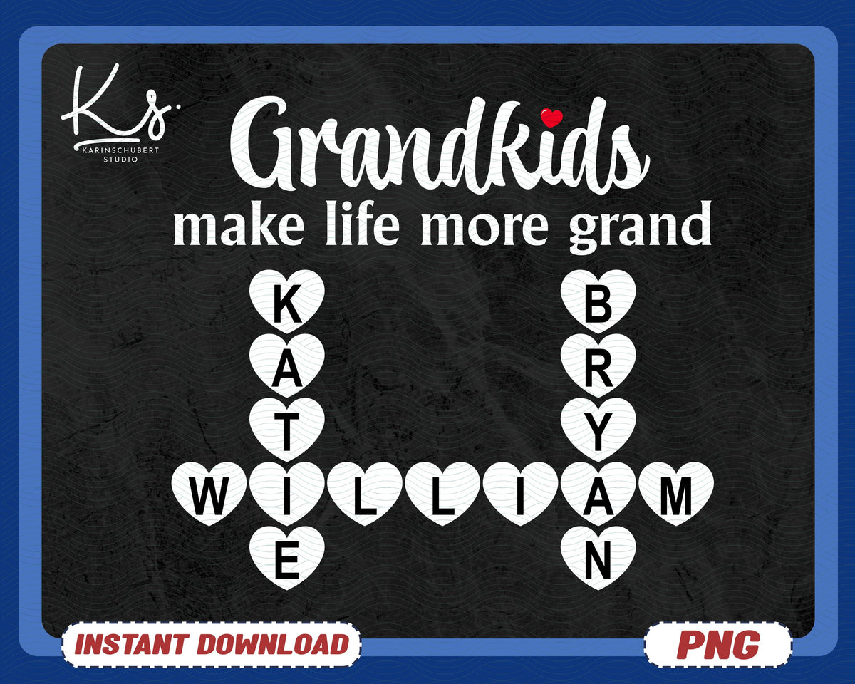 Grandkids Make Life More Grand Png Grandkids Png Grandparents Png Love Grandma Life Png Mom Nana Mimi Gigi Life PngCustom Kids Name Png Graphic Tee – Fan Favorite · Great Gift For Fans