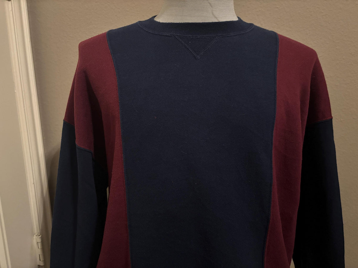 Vintage 90s Russell Athletic BLANK Red and Navy Crewneck Sweatshirt XL Sweatshirt – Bold Style · High-Quality Print