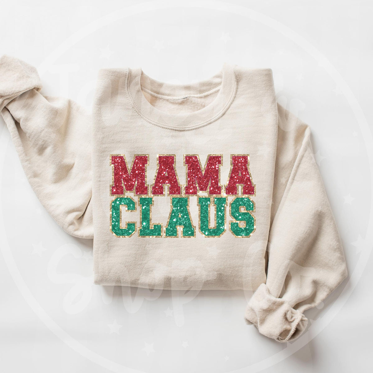 Faux Glitter Mama Claus Sweatshirt Christmas Mama Sweatshirt Gift for Mom New Mom Gift New Mama Gift Sweatshirt – Warm & Stylish · Great Gift For Fans